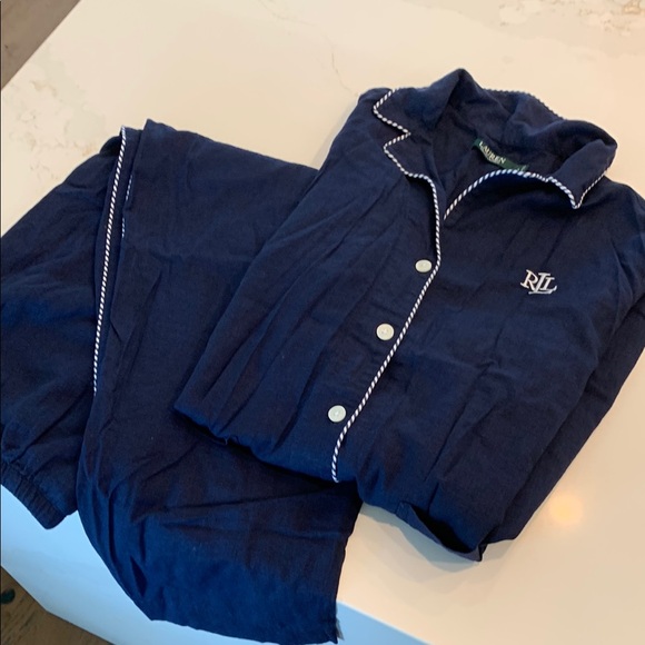 Ralph Lauren Blue Pajama Set with White Trim, like new - Picture 5 of 10